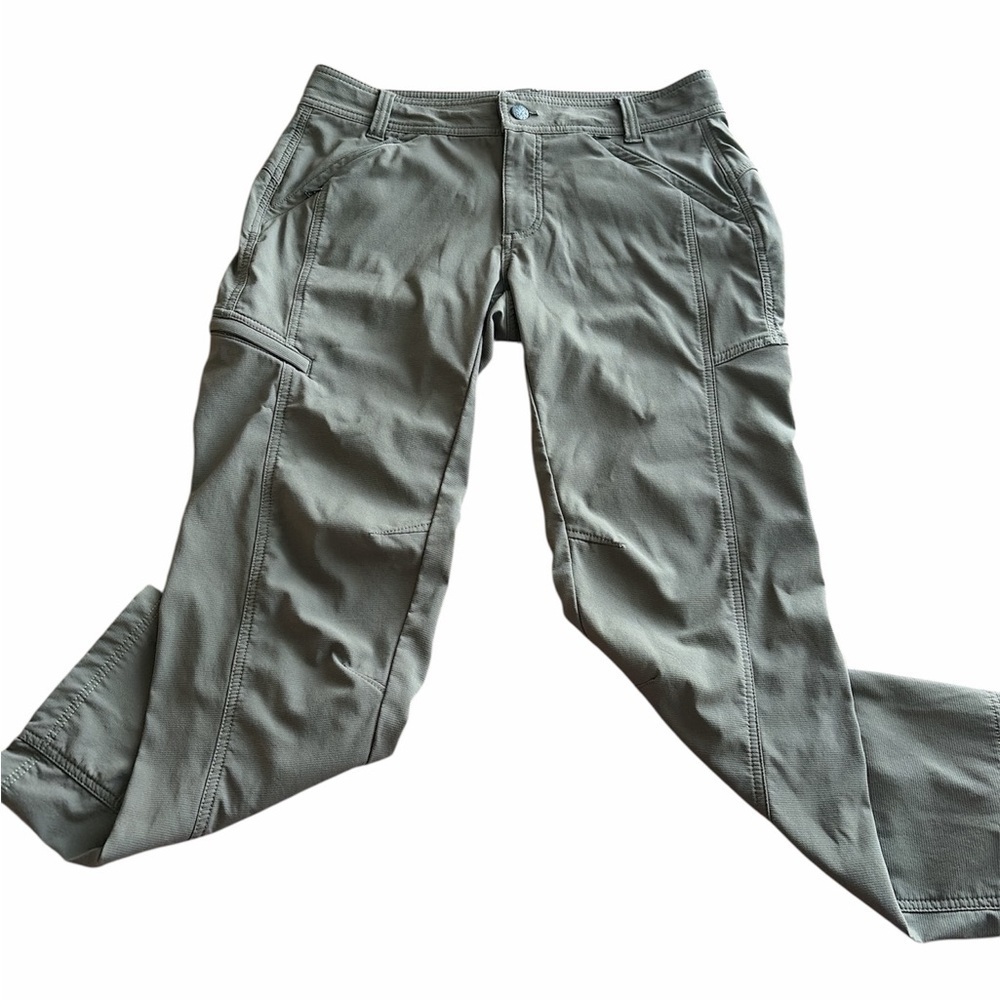 Prana Women's Olive Cargo Pants Stretch Fabric Zippered Pockets Size 10